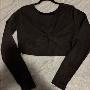 Elegant Black Twist-Front Crop Top